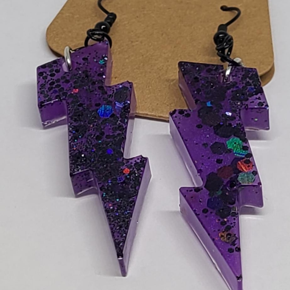 Purple and Pink lightning Bolt Earrings